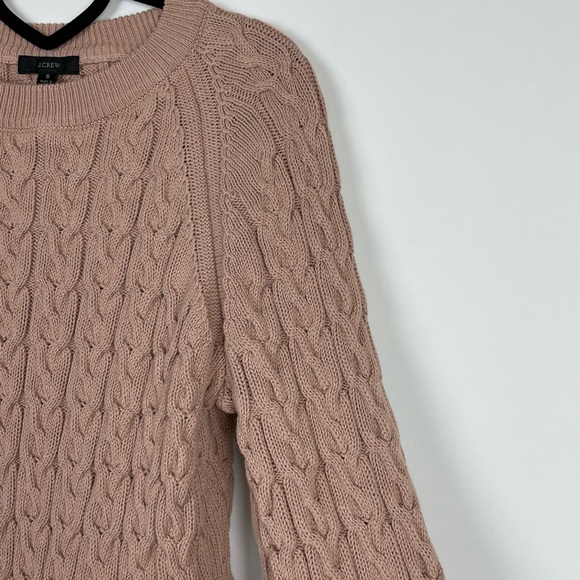 J. Crew Pink Chunky Cable Knit Balloon Sleeve Sweater Size S - Picture 3 of 7